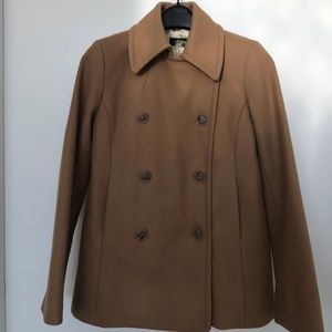 J. Crew Camel Wool Pea Coat with Thinsulate Lining
